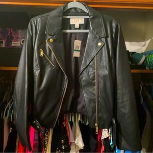 NWT black Michael Kors faux leather jacket